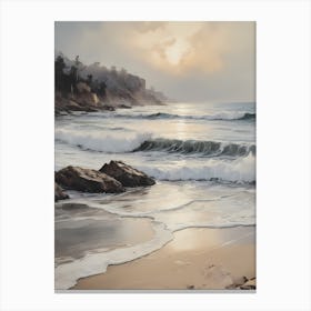 Vintage Neutral Beach Painting (3) Canvas Print