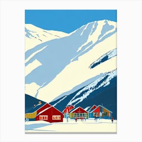 Hemsedal, Norway Midcentury Vintage Skiing Poster Canvas Print