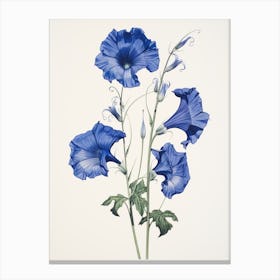 Blue Botanical Canterbury Bells 1 Canvas Print