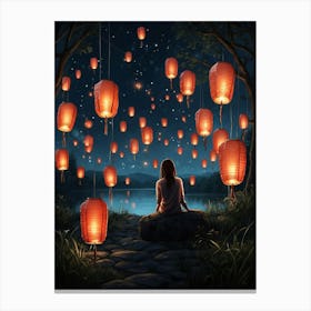 Lanterns In The Sky 5 Canvas Print