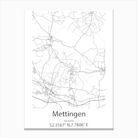 Mettingen,Germany Minimalist Map Canvas Print