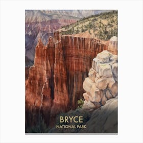 Bryce Canyon National Park Watercolour Vintage Travel Poster 4 Canvas Print