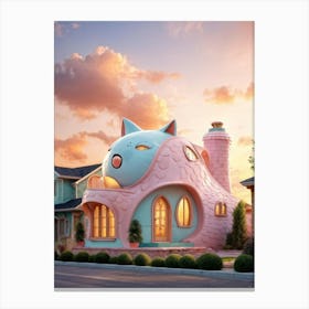 Hyperrealistic Render Of A Fanciful Feline Shaped Abode Its Curves And Nooks Echoing The Whimsical Canvas Print