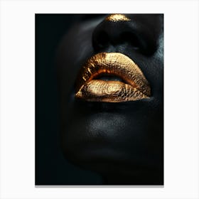 Black Woman With Gold Lips 3 Canvas Print