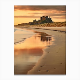 Bamburgh Beach Northumberland At Sunset 1 Canvas Print