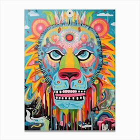 Lion Art Painting Outsider Style 4 Canvas Print