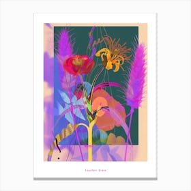 Fountain Grass 1 Neon Flower Collage Poster Canvas Print