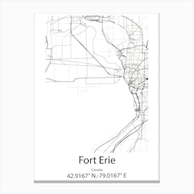 Fort Erie,Canada Minimalist Map Canvas Print