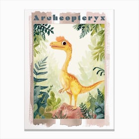 Archaeopteryx Dinosaur Watercolour Plant Illustration Poster Canvas Print
