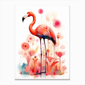 Bird Painting Collage Flamingo 1 Canvas Print