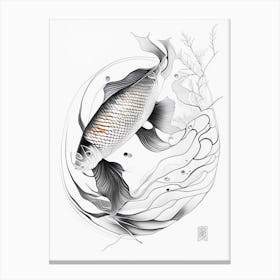 Gin Matsuba 1, Koi Fish Minimal Line Drawing Canvas Print