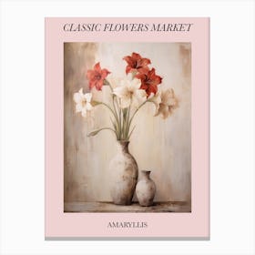 Classic Flowers Market Amaryllis Floral Poster 4 Canvas Print