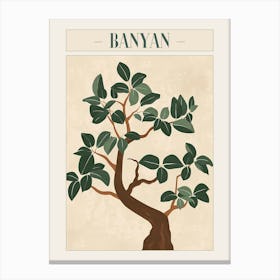 Banyan Tree Minimal Japandi Illustration 1 Poster Canvas Print