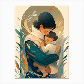 Modern Minimalist Art: Baby Boy in Mother's Arms Canvas Print