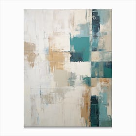 Teal And Beige Abstract Raw Painting 3 Canvas Print