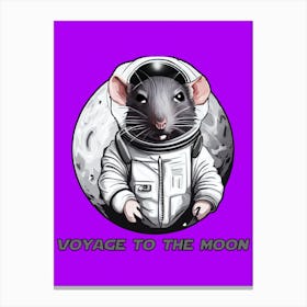 Voyage To The Moon Animal Cartoon Canvas Print