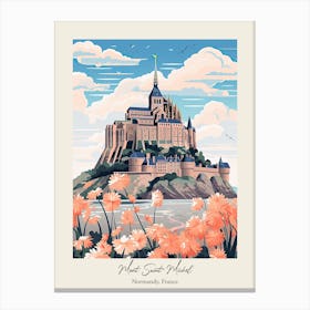 Mont Saint Michel   Normandy, France   Cute Botanical Illustration Travel 2 Poster Canvas Print