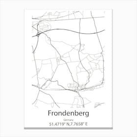 Frondenberg,Germany Minimalist Map Canvas Print