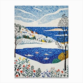 Winter Landscape Mosaic Canvas Print