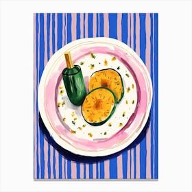 A Plate Of Pumpkins, Autumn Food Illustration Top View 65 Canvas Print