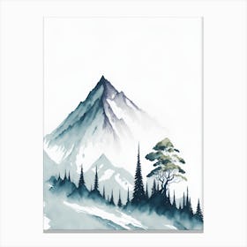 Mountain And Forest In Minimalist Watercolor Vertical Composition 315 Canvas Print