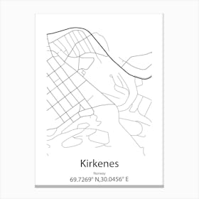 Kirkenes,Norway Minimalist Map Canvas Print