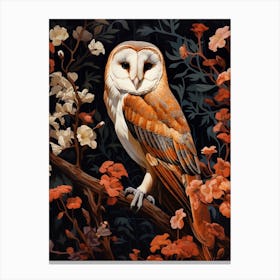 Dark And Moody Botanical Barn Owl 4 Canvas Print