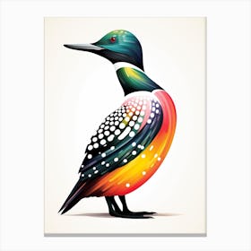 Colourful Geometric Bird Loon 2 Canvas Print
