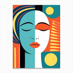 Closed Eyes Abstract Linework Face 3 Canvas Print