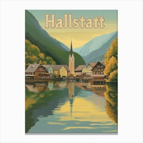 Aihrgdesign A Classic 1960s Travel Poster For Hallstatt Canvas Print