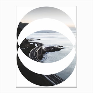 Oval Black Road Abstract Canvas Print