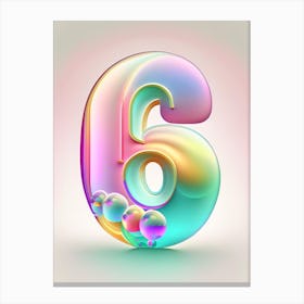 6, Number, Education Rainbow Bubble 2 Canvas Print
