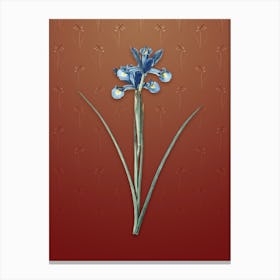 Vintage Spanish Iris Botanical on Falu Red Pattern n.1215 Canvas Print