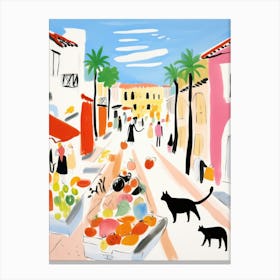 The Food Market In Malibu 3 Illustration Canvas Print