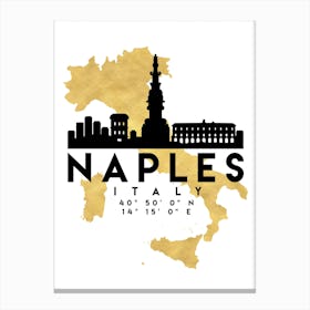 Naples Italys Silhouette City Skyline Map Canvas Print