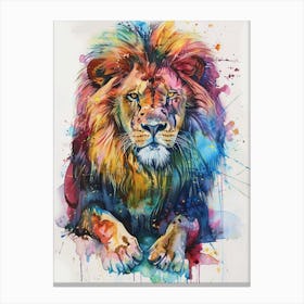 Lion Colourful Watercolour 3 Canvas Print