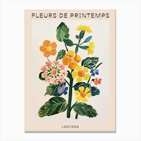 Spring Floral French Poster  Lantana 2 Canvas Print