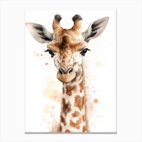 Baby Giraffe Watercolour Nursery 2 Canvas Print