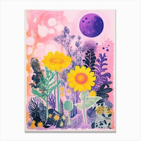 Abstract Botanical Risograph Style 3 Canvas Print