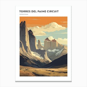 Torres Del Paine Circuit Chile 2 Hiking Trail Landscape Poster Canvas Print