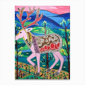 Maximalist Animal Painting Reindeer 1 Canvas Print