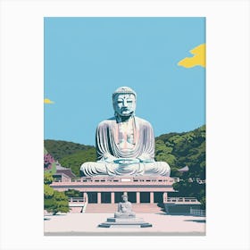 Great Buddha Of Kamakura 2 Colourful Illustration Canvas Print