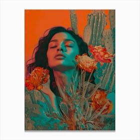 Cactus woman flower portrait Canvas Print