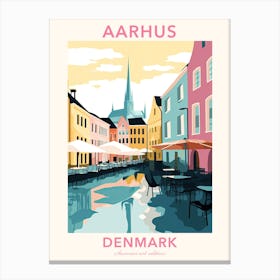 Aarhus, Denmark, Flat Pastels Tones Illustration 3 Poster Canvas Print