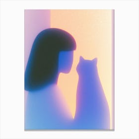 Portrait Of A Woman With A Cat Canvas Print