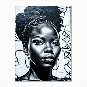 Graffiti Mural Of Beautiful Black Woman 67 Canvas Print