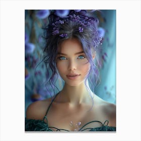 Beautiful Girl With Purple Hair 2 Canvas Print