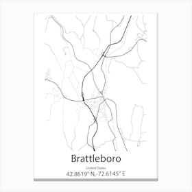 Brattleboro,United States Minimalist Map Canvas Print