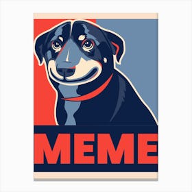 Meme Dog - Funny Design Template With A Smiling Dog Graphic - dog, puppy, cute, dogs, puppies Canvas Print