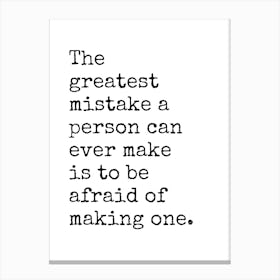 Making Mistakes Inspirational Quote Canvas Print